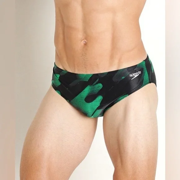 Speedo NWT Men’s 32 Powerflex Natural Wonder Swim Brief Killer Green - Picture 4 of 7